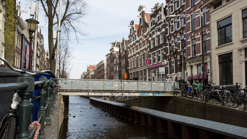 The future location of the MX3D bridge over the Oudezijds Achterburgwal canal in Amsterdam